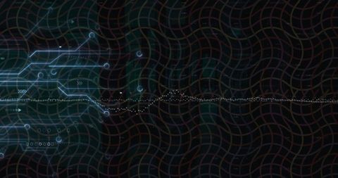 Digital grid interface with neon blue nodes