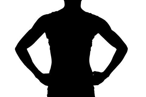 Transparent male athlete silhouette celebrating victory pose