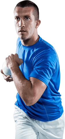 Transparent Energetic Rugby Player Holding Ball Action Pose