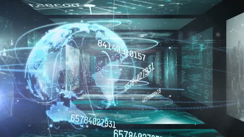 Global Data Stream with Digital Globe and Numbers