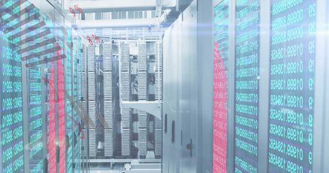 Data Processing in High-Tech Server Room with Digital Overlay - Download Free Stock Images Pikwizard.com