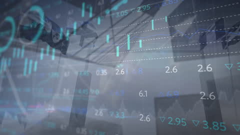 Financial Data and Graphs Overlay with Abstract Global Elements