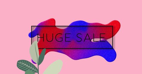 Huge Sale Announcement on Pink Background with Abstract Elements