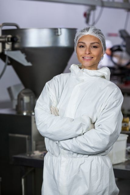 Female Butcher in Protective Gear at Meat Factory - Download Free Stock Images Pikwizard.com