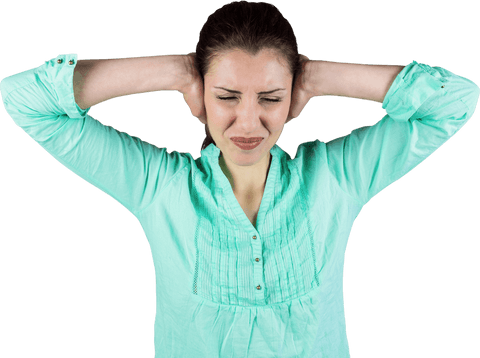 woman covering her ears with eyes closed transparent background - Download Free Stock Videos Pikwizard.com