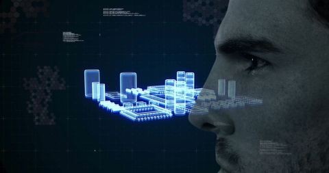 Futuristic Digital City and AI Concept Overman's Side Profile - Download Free Stock Images Pikwizard.com
