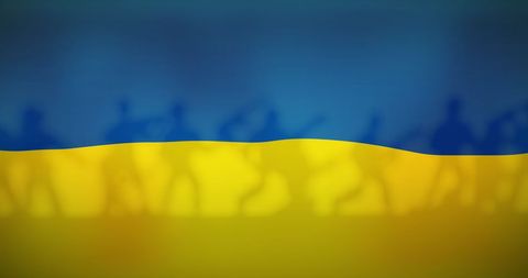 Ukrainian Flag Overlay With Soldier Silhouettes