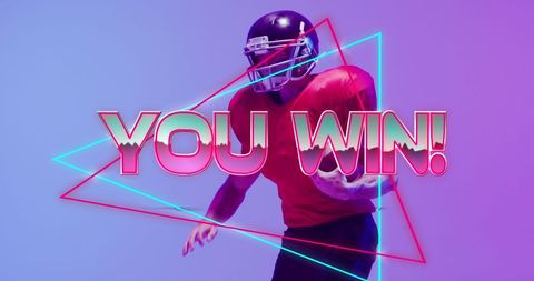 Neon Themed Victory Celebration with Football Player