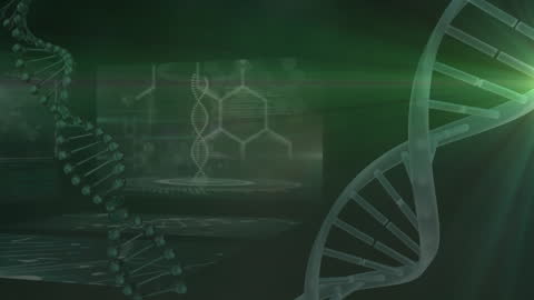 Futuristic DNA Strand Visualization with Data Concepts