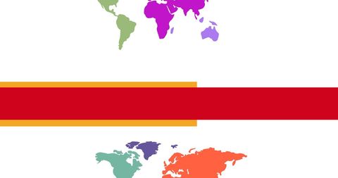 colorful world maps with red and yellow ribbon stripe - Download Free Stock Images Pikwizard.com