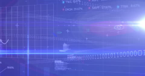 Futuristic Digital Data Stream with Binary Code and Graphs