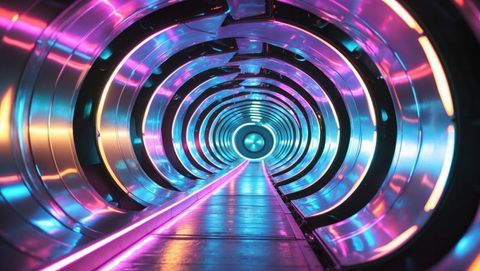 Futuristic Neon Tunnel with Luminous Atmosphere