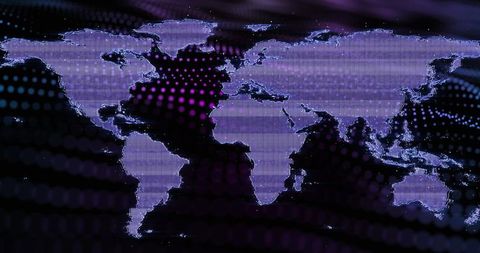 Digital World Map with Glowing Dots on Dark Background - Download Free Stock Images Pikwizard.com