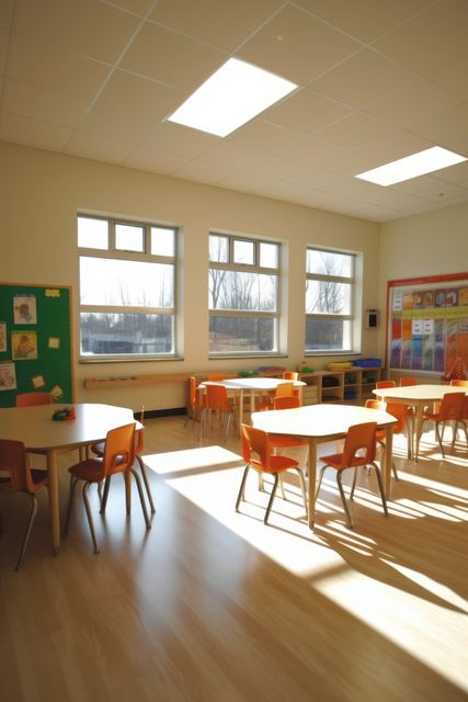 Interiors of classroom with windows, created using generative ai technology - Download Free Stock Photos Pikwizard.com
