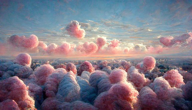 Surreal Pink and White Heart-Shaped Cloudscape During Sunset - Download Free Stock Images Pikwizard.com