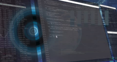 Futuristic Digital Interface with Data Streams and Analysis