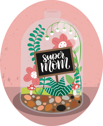 transparent flower terrarium with super mom sign for mother's day - Download Free Stock Videos Pikwizard.com