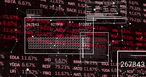 Dynamic Stock Market Data Display Over Grid Background