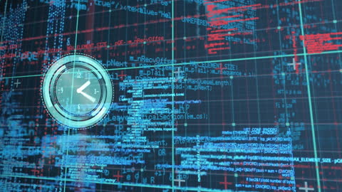 Digital Clock Coding Theme with Holographic Visualization