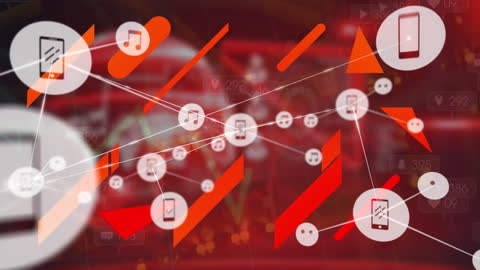 Digital Network Animation with Social Media and Data Icons