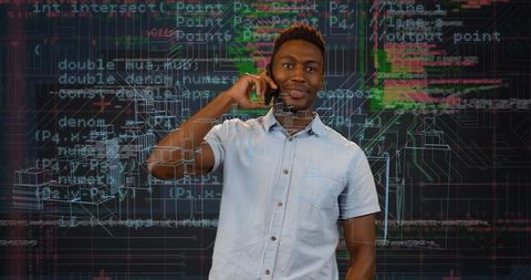 African american man engaging with digital technology concept