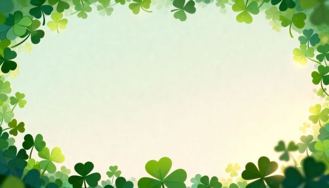Green clover border framing pale center for st patrick's day greeting card spring design