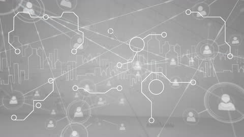 Digital Network Connection in Urban Cityscape Background