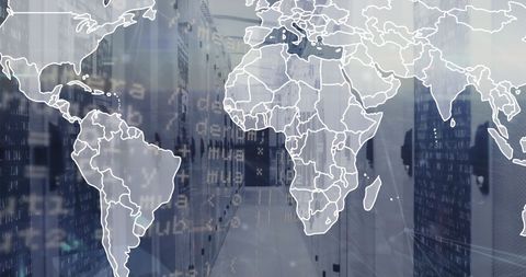 Global Network Technology Concept with Server Racks and Digital Map - Download Free Stock Images Pikwizard.com
