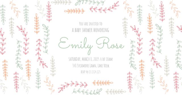 Spring Botanical Themed Baby Shower Invitation Card - Download Free Stock Templates Pikwizard.com