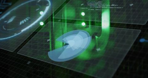 Futuristic Virtual Pie Chart with Glowing Data Interaction