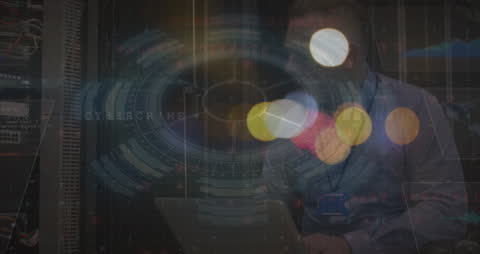 Cybersecurity Countdown with Abstract Blurred Lights Overlay