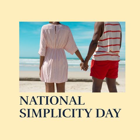 couple enjoying beach for national simplicity day - Download Free Stock Templates Pikwizard.com