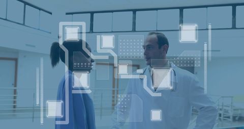 Digital Interface Overlay on Doctors in Hospital Setting - Download Free Stock Images Pikwizard.com