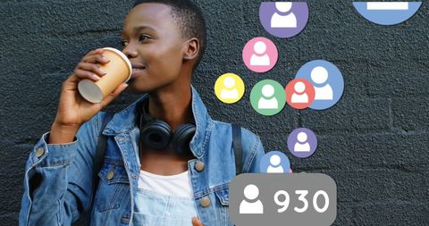 Woman Enjoying Coffee Gaining Social Media Followers