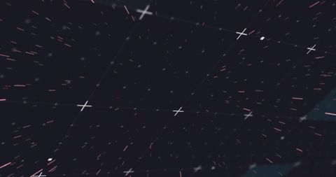 Futuristic Digital Grid with Particles and Plus Markers in Cyber Space