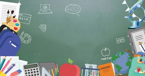 Happy Substitute Day with School Supplies and Educational Icons
