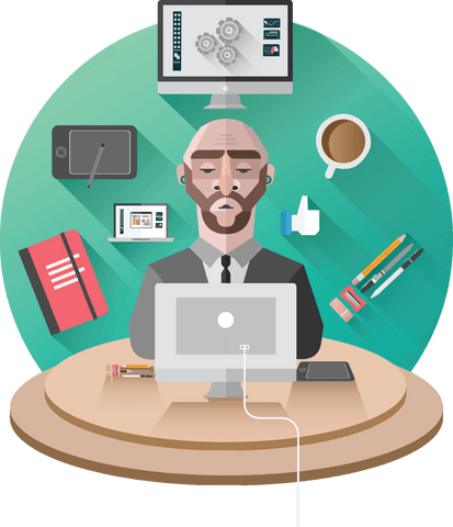 transparent illustration of man using computer in office setting - Download Free Stock Videos Pikwizard.com