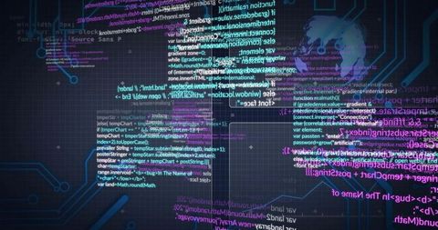 Holographic Global Network Visualizing Neon Source Code and Cybersecurity Data Flow