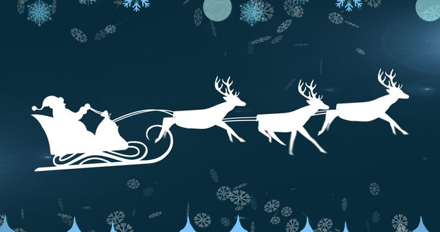 Santa Claus Sleigh Silhouette with Reindeer in Snowy Winter Sky - Download Free Stock Images Pikwizard.com