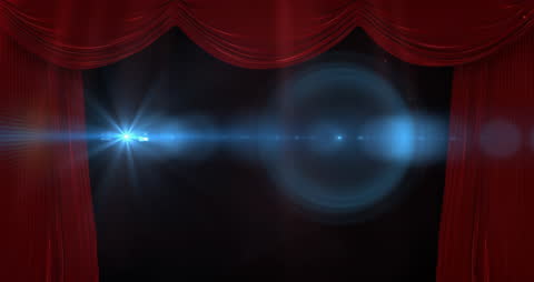 Red Curtains and Brilliant Light Trails Concept Background