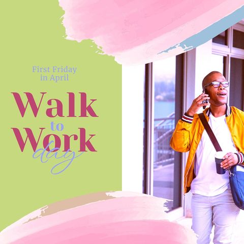 African american businessman celebrating walk to work day