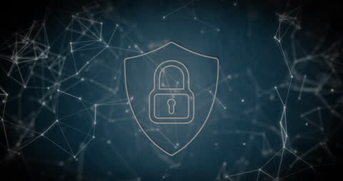 Cybersecurity Padlock with Digital Network Connections