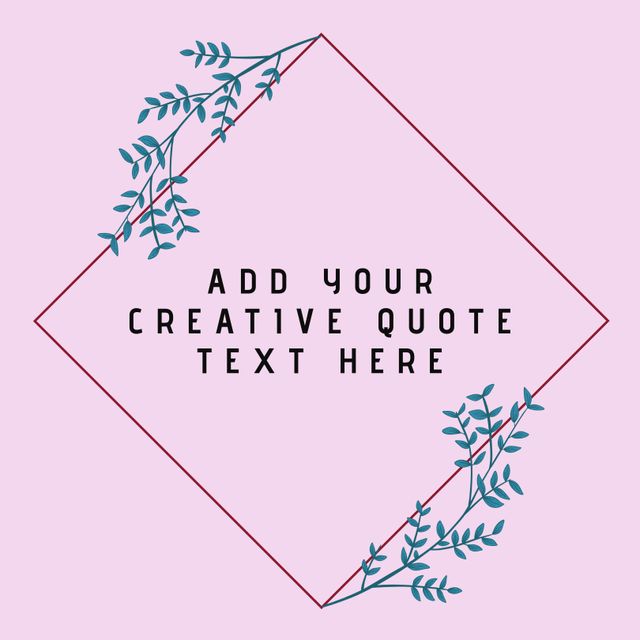 Great for creating motivational posts and quotes for social media, cards, and presentations. Suitable for bloggers, designers, and influencers who want an elegant and modern look for their content. Features a geometric frame with botanical accents on a pink background.