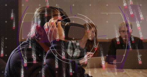 Binary Code and Virtual Reality in Modern Business Meeting - Download Free Stock Images Pikwizard.com