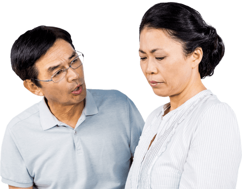 Transparent Background of Older Asian Couple Arguing - Download Free Stock Videos Pikwizard.com
