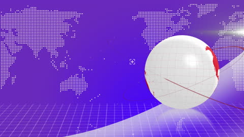 Digital Globe with World Map on Purple Background for Global Tech Concept