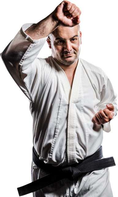 Karate Champion in Traditional Stance on Transparent Background - Download Free Stock Videos Pikwizard.com