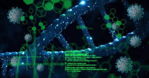 Futuristic viral dna data digital interface in science