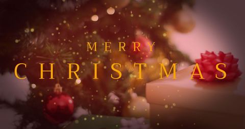 Festive Christmas Tree with Gifts and Merry Christmas Text - Download Free Stock Images Pikwizard.com