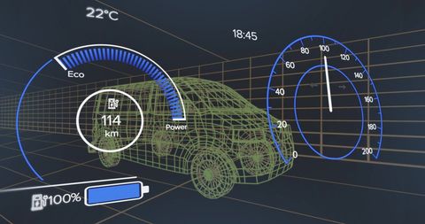 Digital Dashboard Graphic with Speedometer for Electric Cars - Download Free Stock Images Pikwizard.com